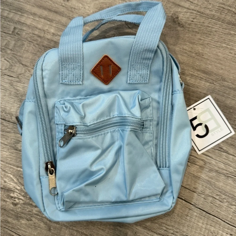 5B Style Blue Top Handle Mini Backpack 10.5
